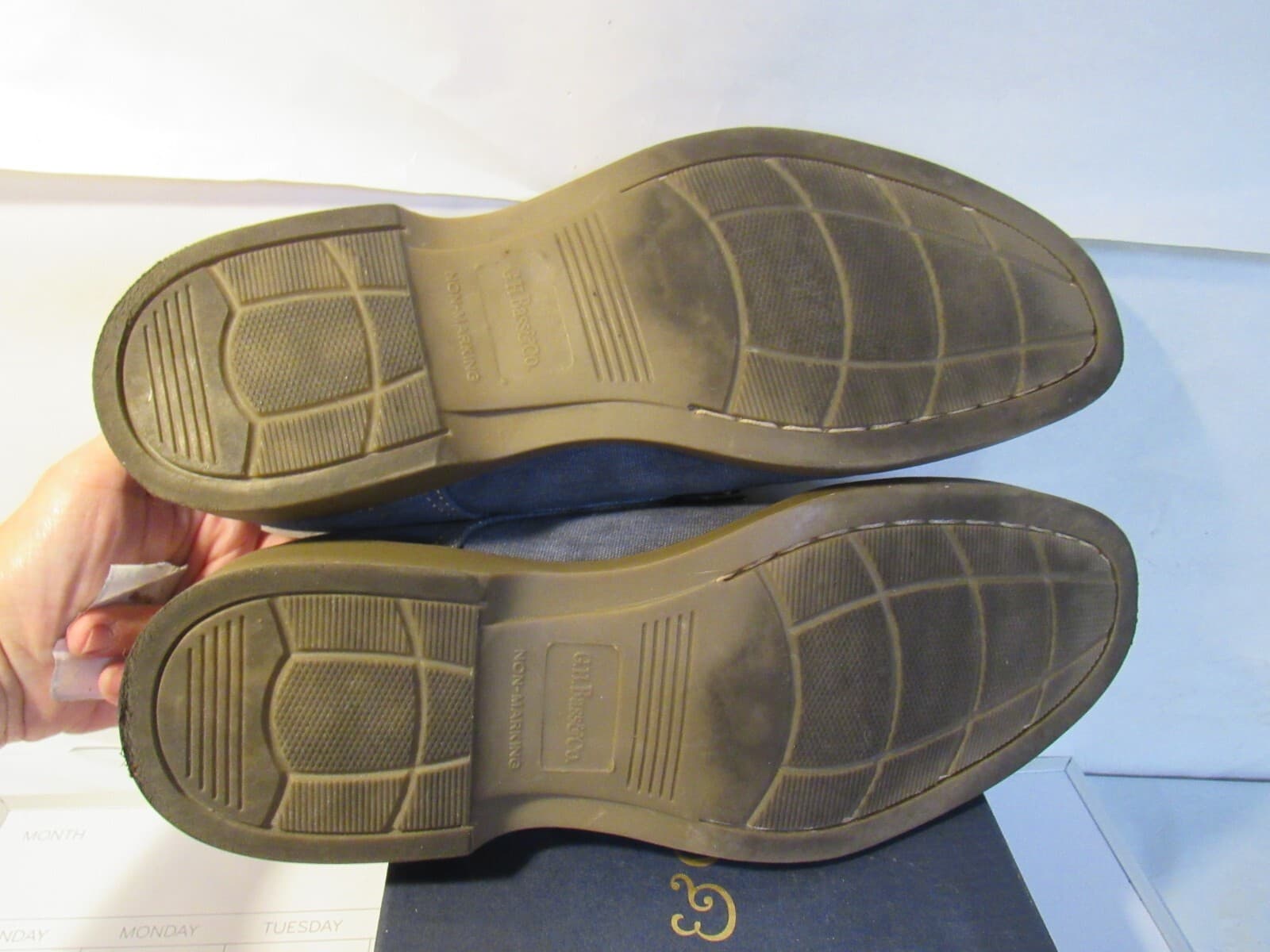 G.H. Bass & Co. Mens Size 9 M Dress Oxfords Denim And Leather C3M - Thumbnail 7