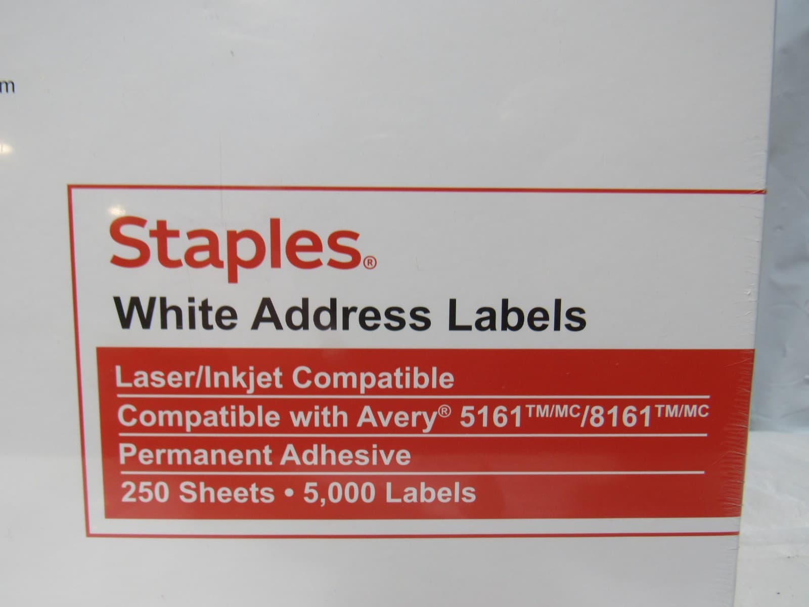 Staples Laser/Inkjet Address Labels 1" x 4" Bright White 5000 Labels (S30K) - Thumbnail 7