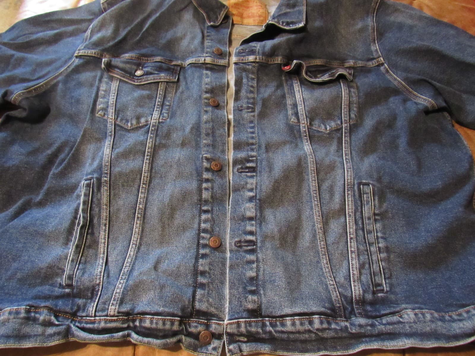 Levis Denim Jacket Mens 5XL Blue Trucker Biker Western Workwear Jacket (I10J) - Thumbnail 6