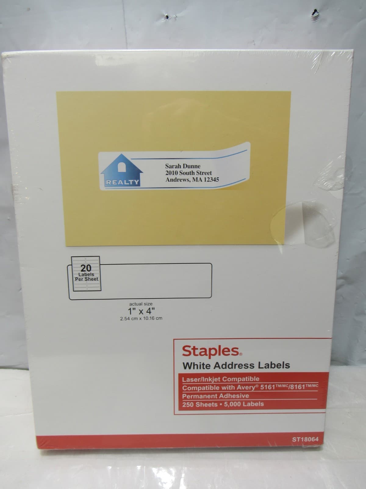 Staples Laser/Inkjet Address Labels 1" x 4" Bright White 5000 Labels (S30K) - Thumbnail 6