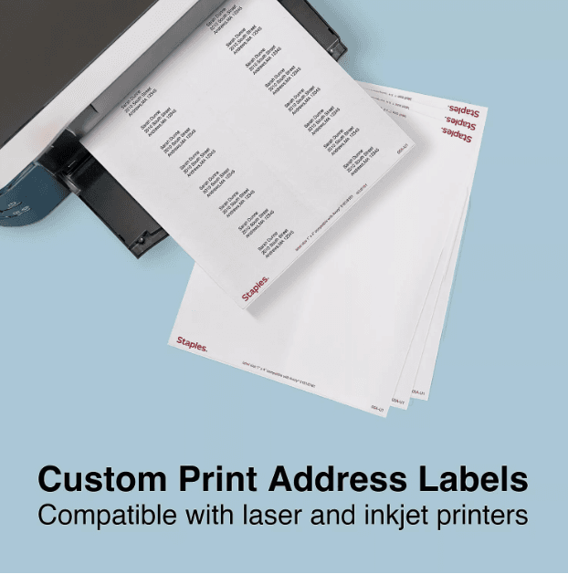 Staples Laser/Inkjet Address Labels 1" x 4" Bright White 5000 Labels (S30K) - Thumbnail 2