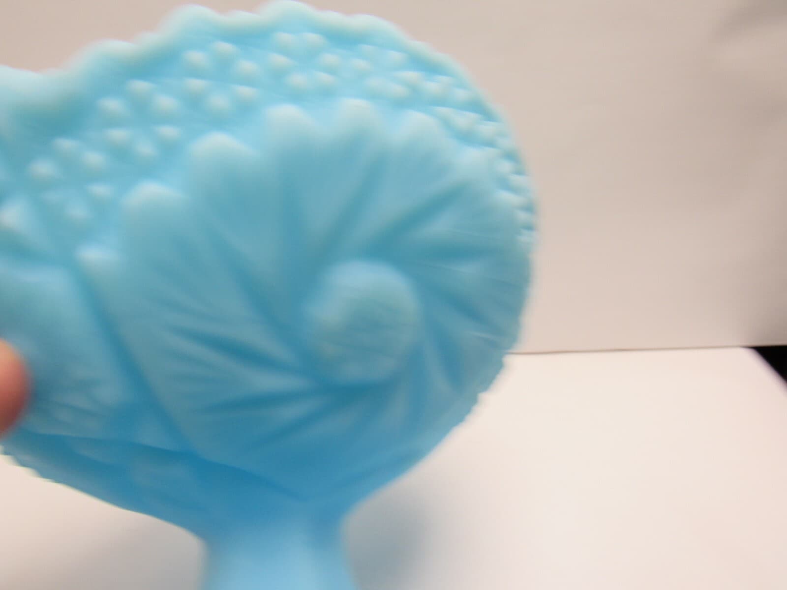Fenton Blue Satin Milk Glass Pedestal Dish Bowl Candy Dish - Thumbnail 3