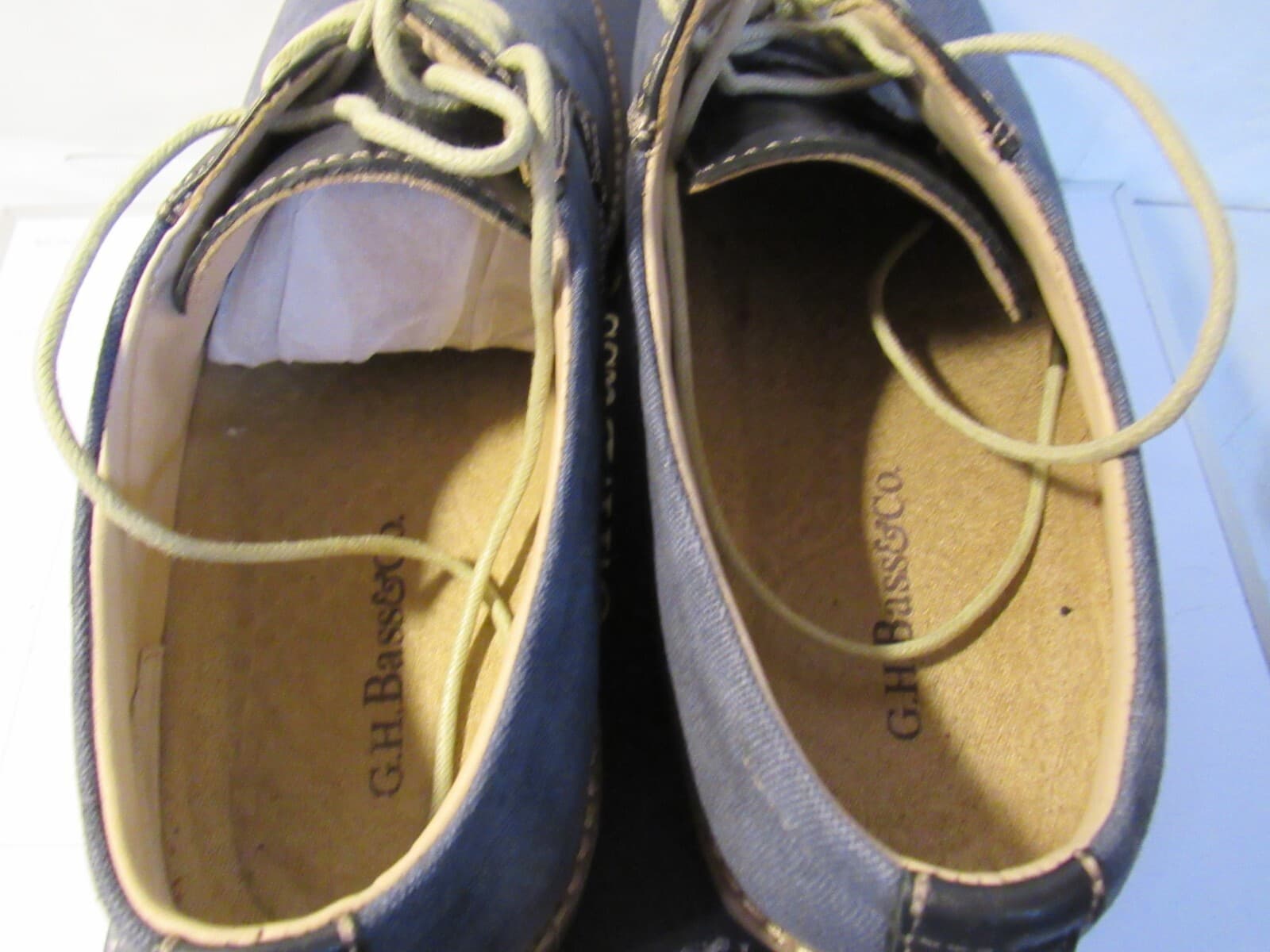 G.H. Bass & Co. Mens Size 9 M Dress Oxfords Denim And Leather C3M - Thumbnail 6