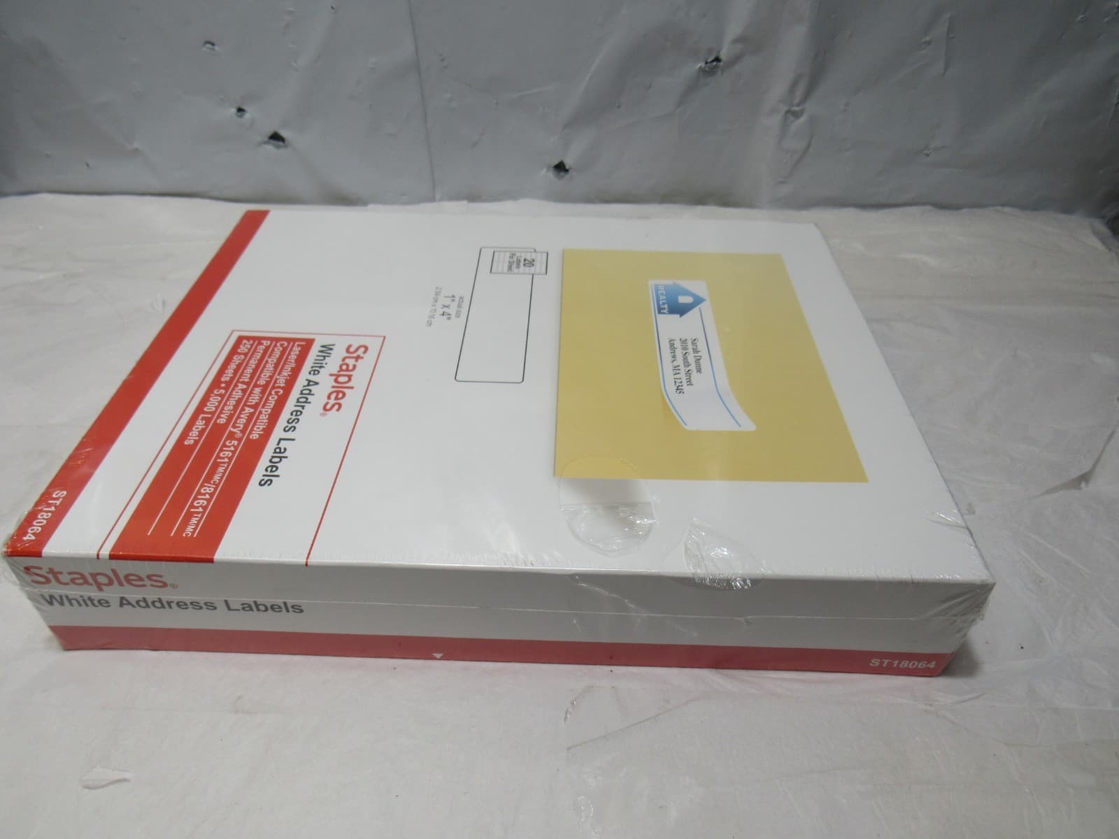 Staples Laser/Inkjet Address Labels 1" x 4" Bright White 5000 Labels (S30K) - Thumbnail 9