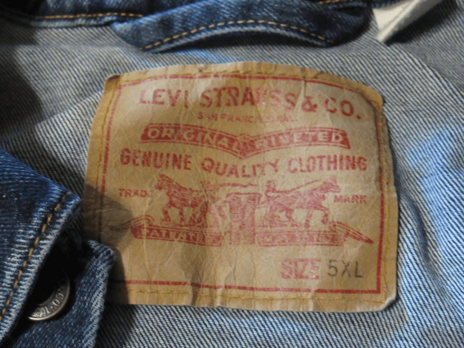 Levis Denim Jacket Mens 5XL Blue Trucker Biker Western Workwear Jacket (I10J) - Thumbnail 4