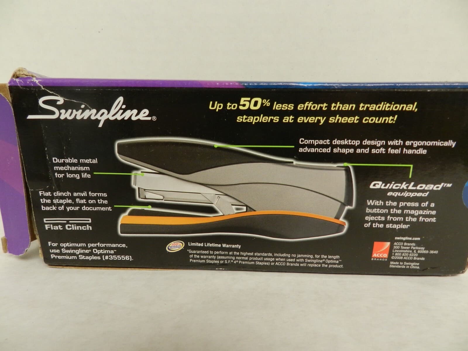 Swingline Optima 40 Compact Stapler, Low Force, 40 Sheets, Black/Silver G59K - Thumbnail 6