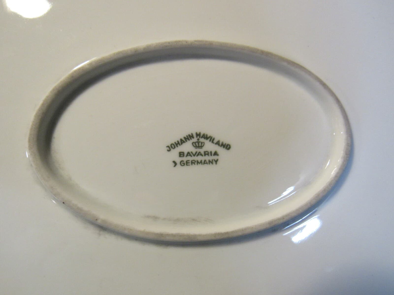 14" Oval Serving Platter Platinum Baroque JOHANN HAVILAND White Silver Trim F94 - Thumbnail 4