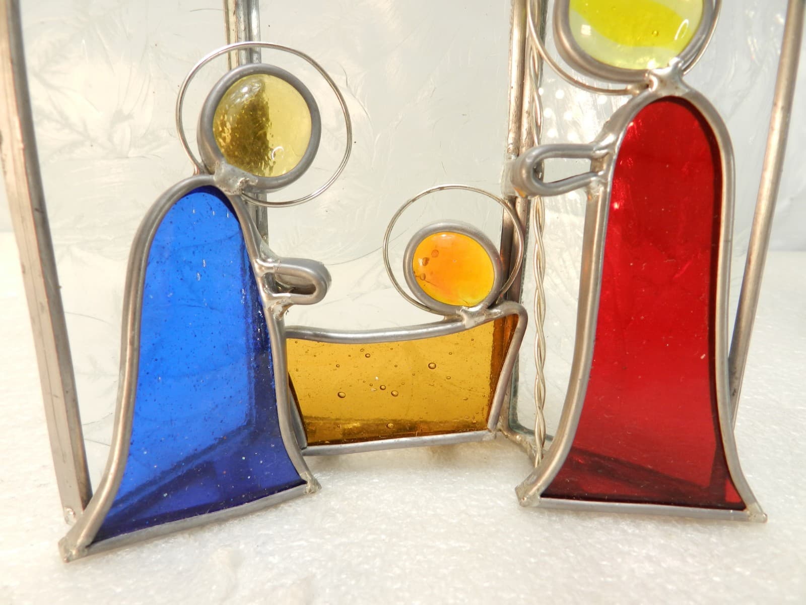Vintage Stained Glass Nativity Scene Christmas Mary Joseph Jesus Angel (Y33M) - Thumbnail 7