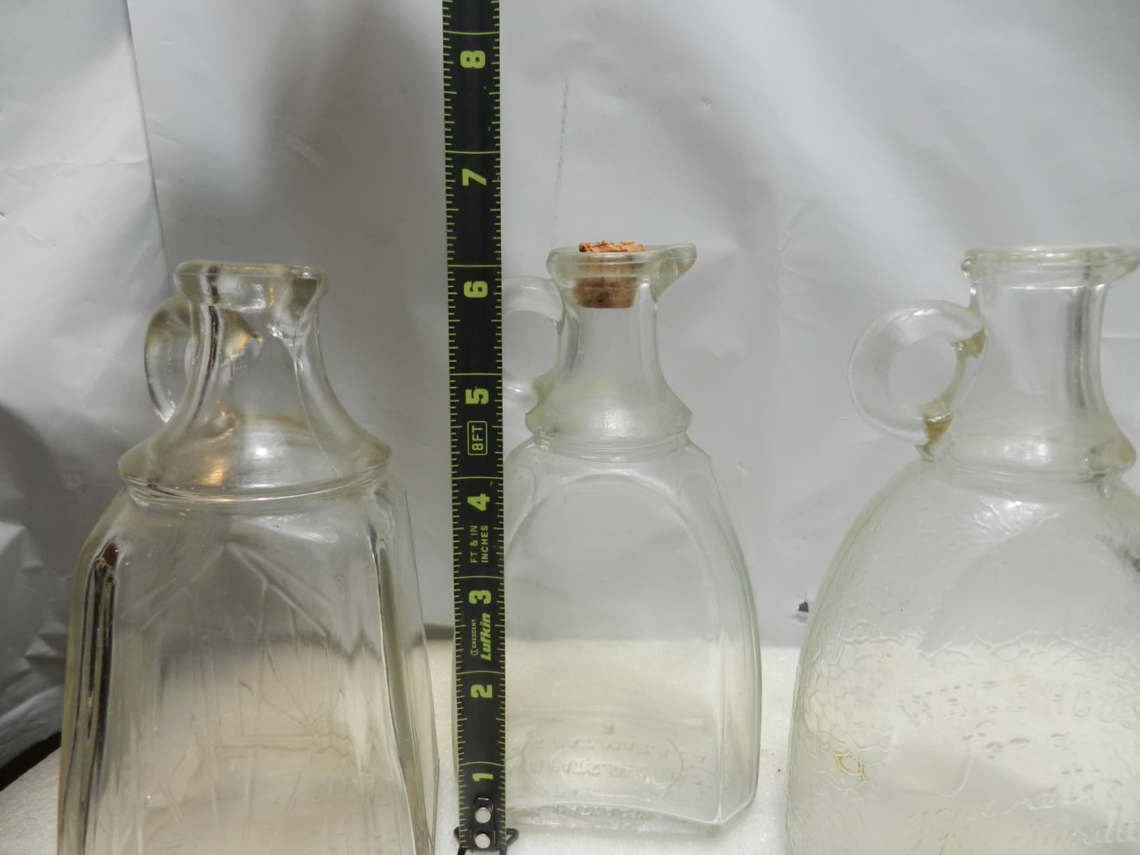 3 WHITE HOUSE VINEGAR Embossed Bottle Crackle Clear Glass Design C62J - Thumbnail 2