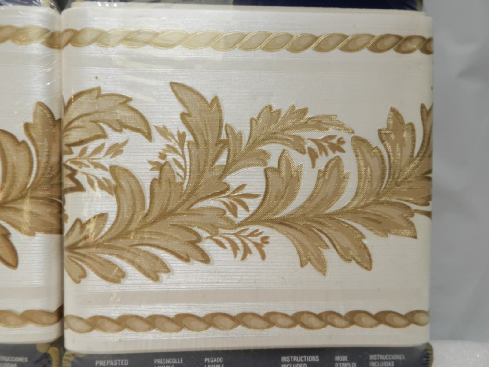 2 Vintage Mirage Wall Boarders Florentine Border 5” x 5 Yards Cream/Gold E81J - Thumbnail 2