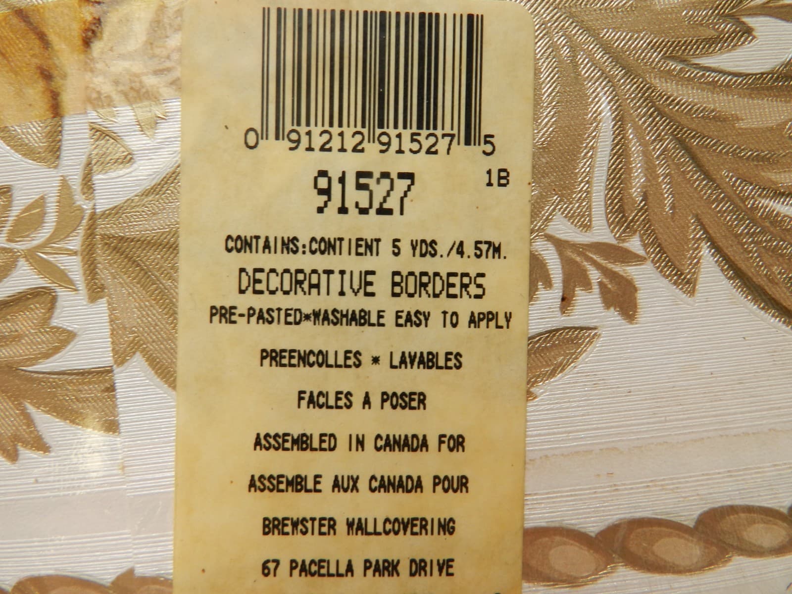 2 Vintage Mirage Wall Boarders Florentine Border 5” x 5 Yards Cream/Gold E81J - Thumbnail 3