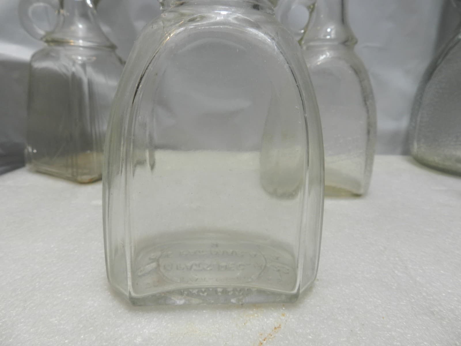 3 WHITE HOUSE VINEGAR Embossed Bottle Crackle Clear Glass Design C62J - Thumbnail 7