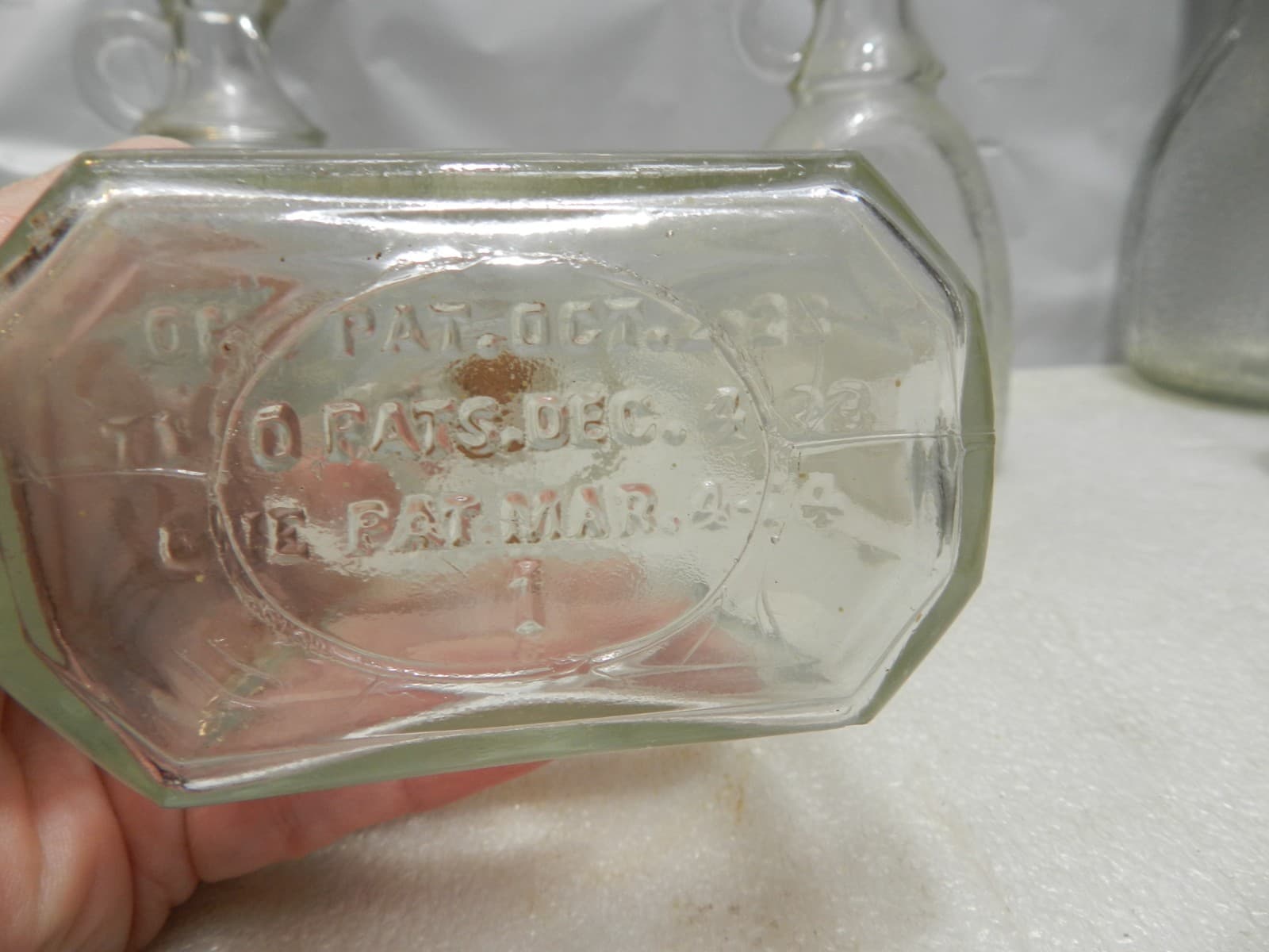 3 WHITE HOUSE VINEGAR Embossed Bottle Crackle Clear Glass Design C62J - Thumbnail 9