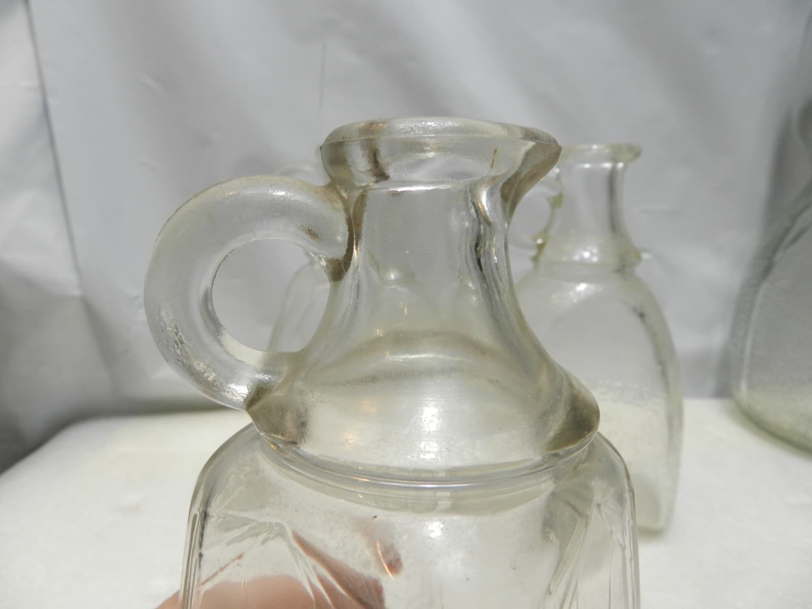 3 WHITE HOUSE VINEGAR Embossed Bottle Crackle Clear Glass Design C62J - Thumbnail 6