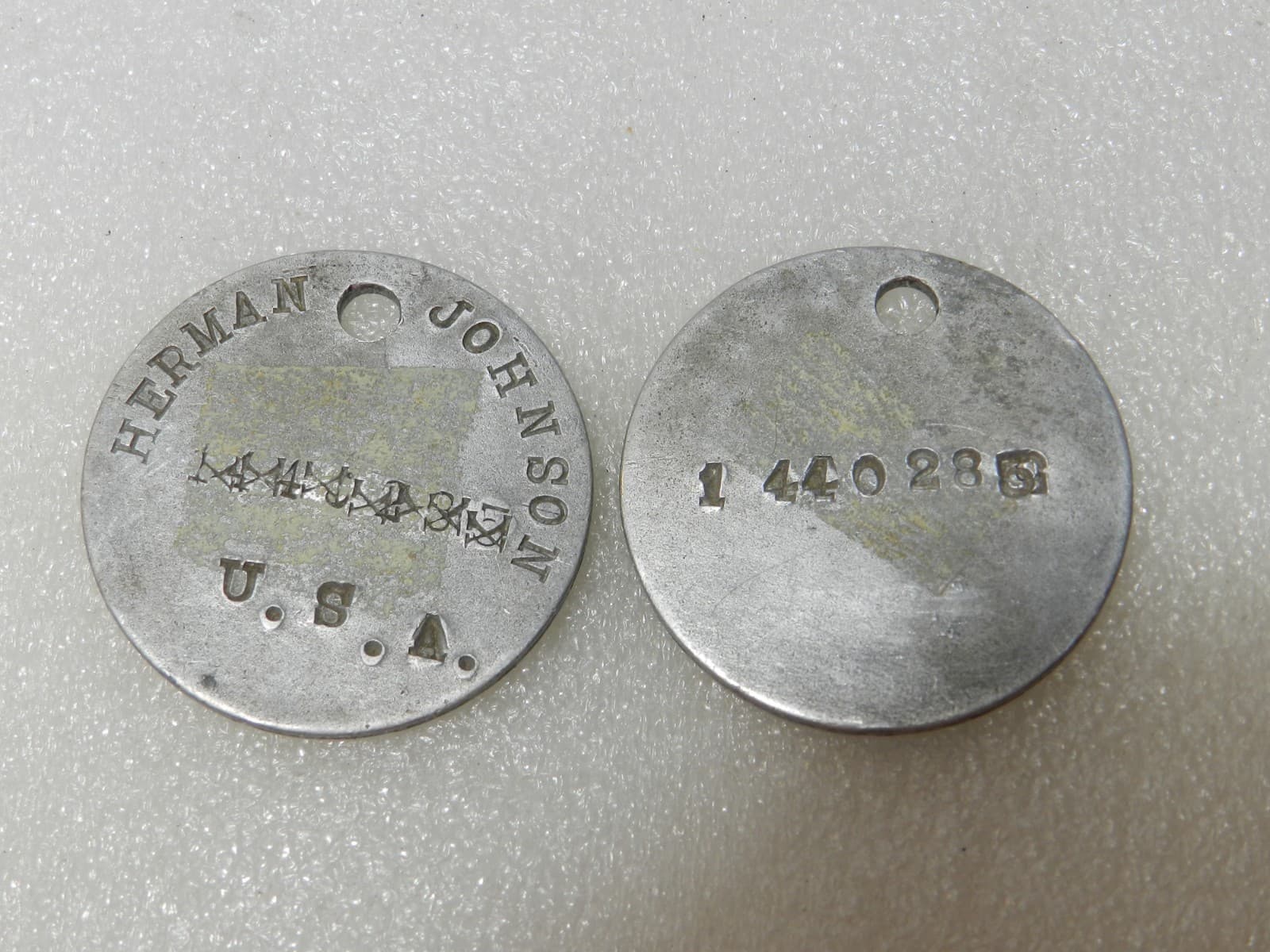 WWI U.S. Army Dog Tag –Herman Johnson – 1917–1918 Original (E86J) - Thumbnail 2