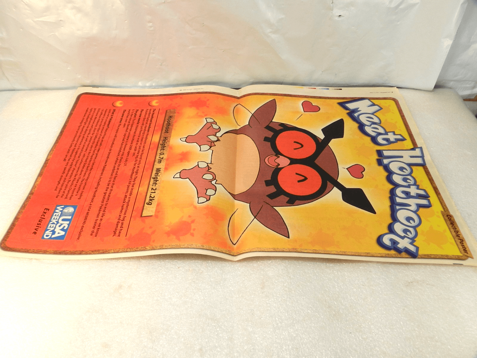Pokemon USA Weekend Magazine Collectors Hoothoot Poster July 2000 (Y34JJ) - Thumbnail 7