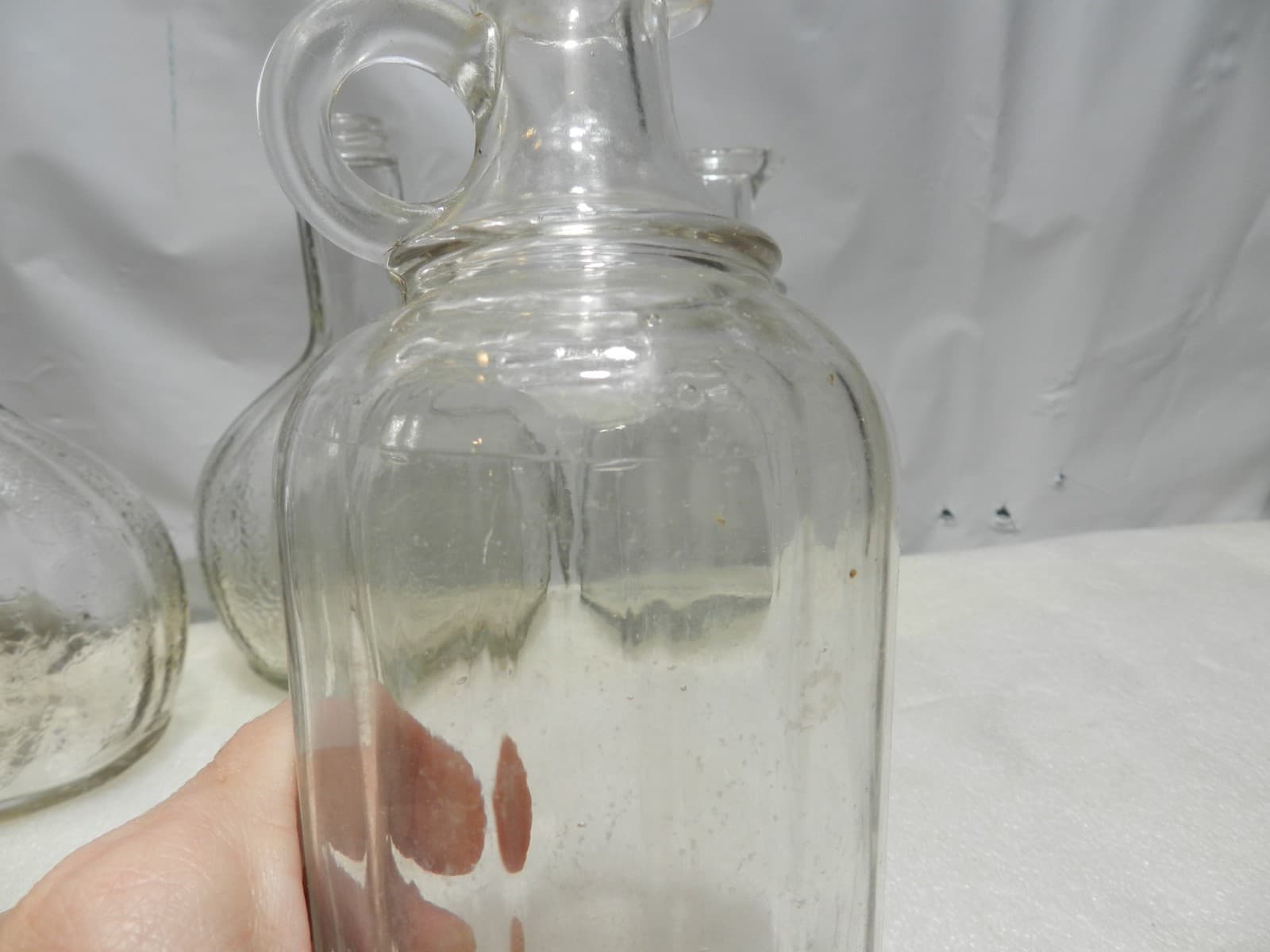 4 WHITE HOUSE VINEGAR Embossed Bottle Crackle Clear Glass Design C63J - Thumbnail 6