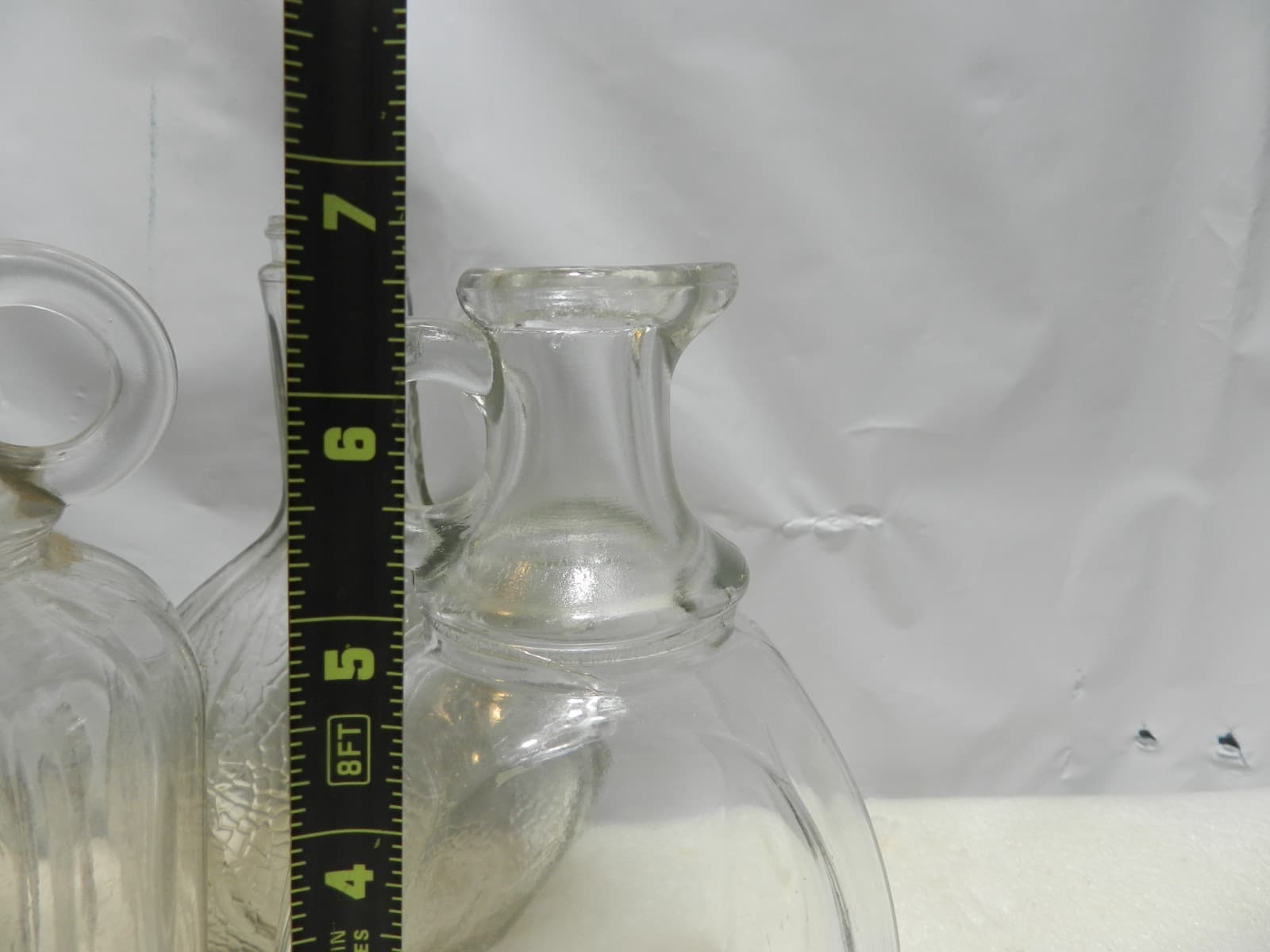 4 WHITE HOUSE VINEGAR Embossed Bottle Crackle Clear Glass Design C63J - Thumbnail 13
