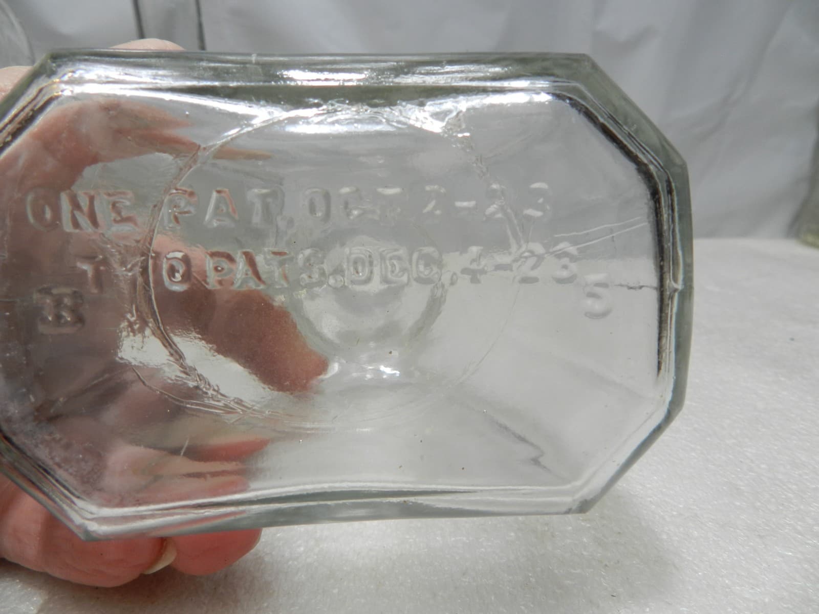 4 WHITE HOUSE VINEGAR Embossed Bottle Crackle Clear Glass Design C63J - Thumbnail 9