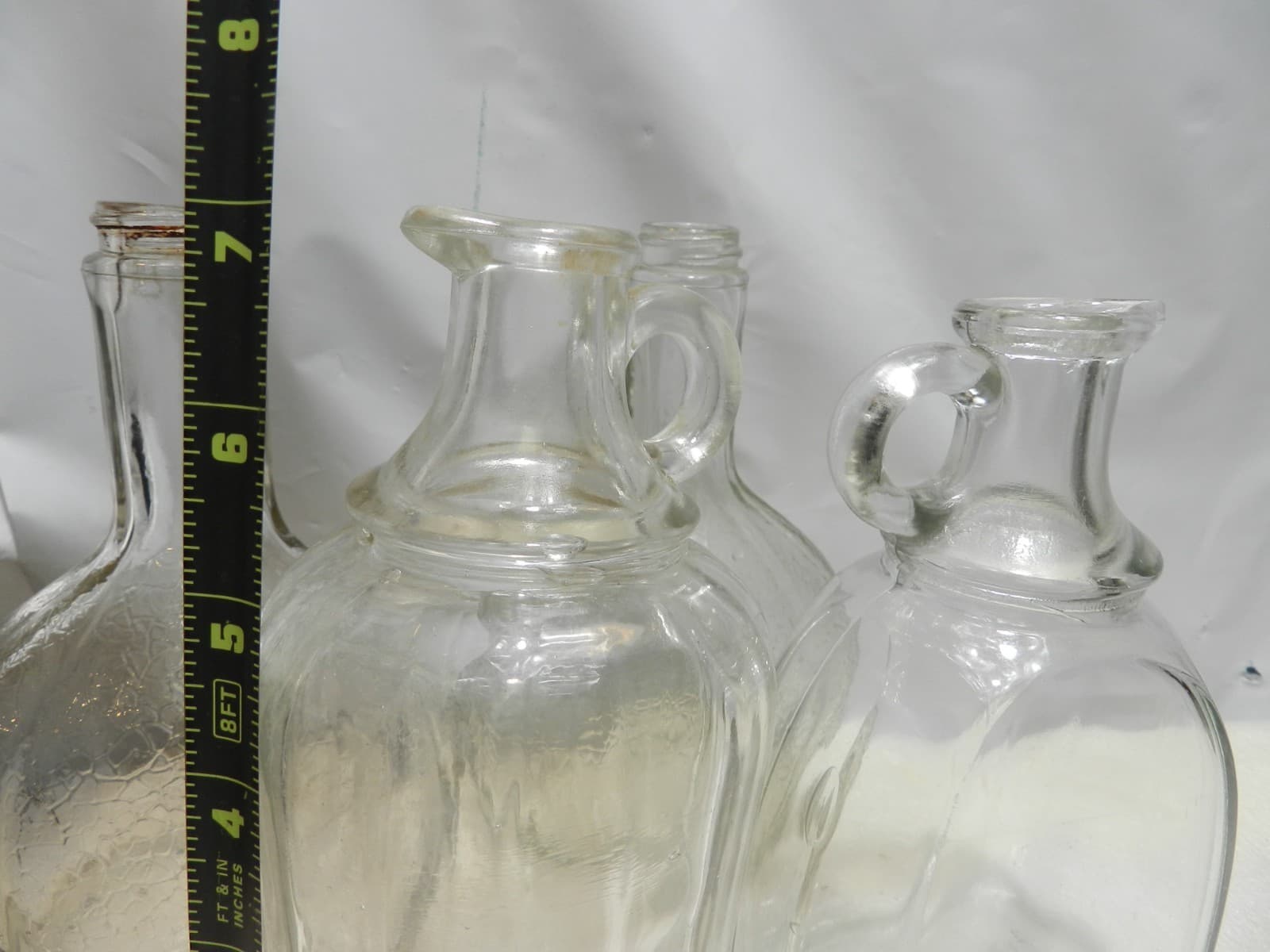4 WHITE HOUSE VINEGAR Embossed Bottle Crackle Clear Glass Design C63J - Thumbnail 12
