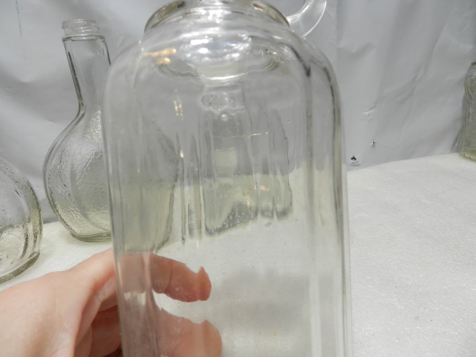 4 WHITE HOUSE VINEGAR Embossed Bottle Crackle Clear Glass Design C63J - Thumbnail 7