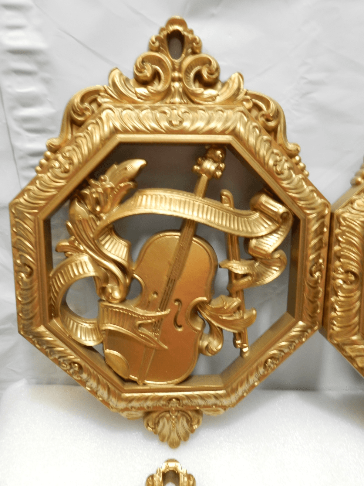 4 Vintage Homco Musical Instruments Wall Hanging 7402 A-D Hollywood Regency E82J - Thumbnail 2