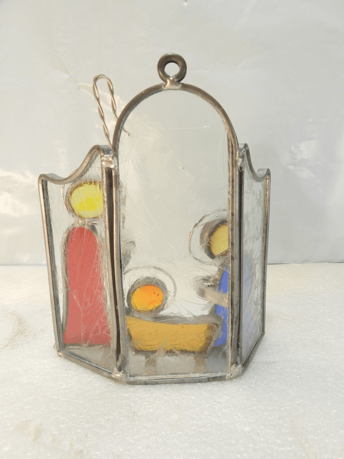 Vintage Stained Glass Nativity Scene Christmas Mary Joseph Jesus Angel (Y33M) - Thumbnail 6
