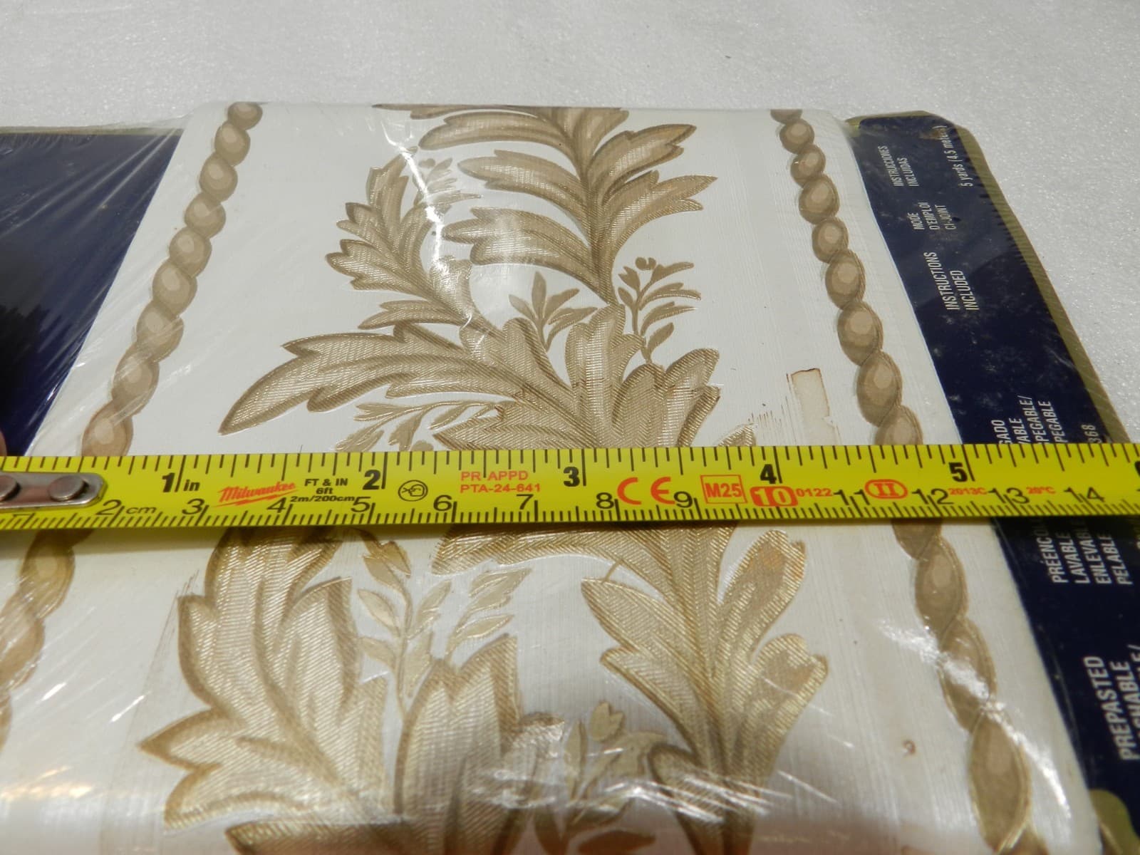 2 Vintage Mirage Wall Boarders Florentine Border 5” x 5 Yards Cream/Gold E81J - Thumbnail 6