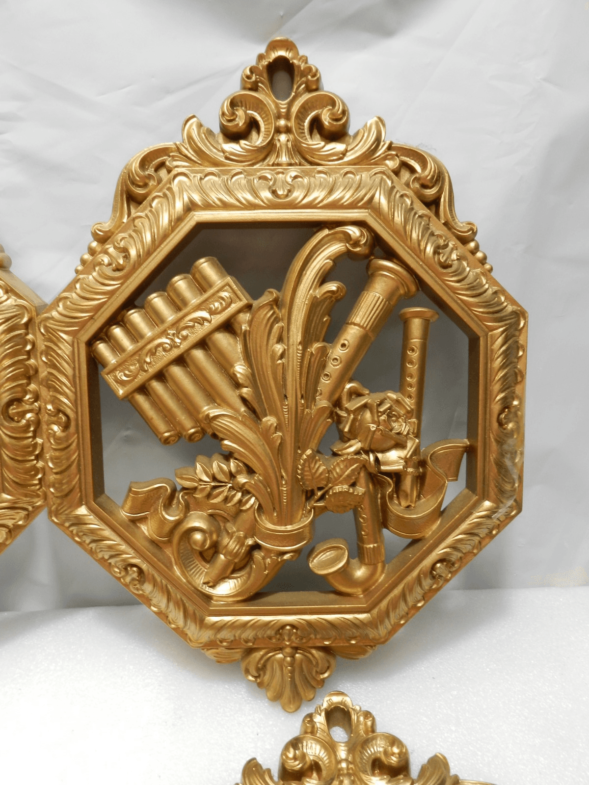 4 Vintage Homco Musical Instruments Wall Hanging 7402 A-D Hollywood Regency E82J - Thumbnail 3