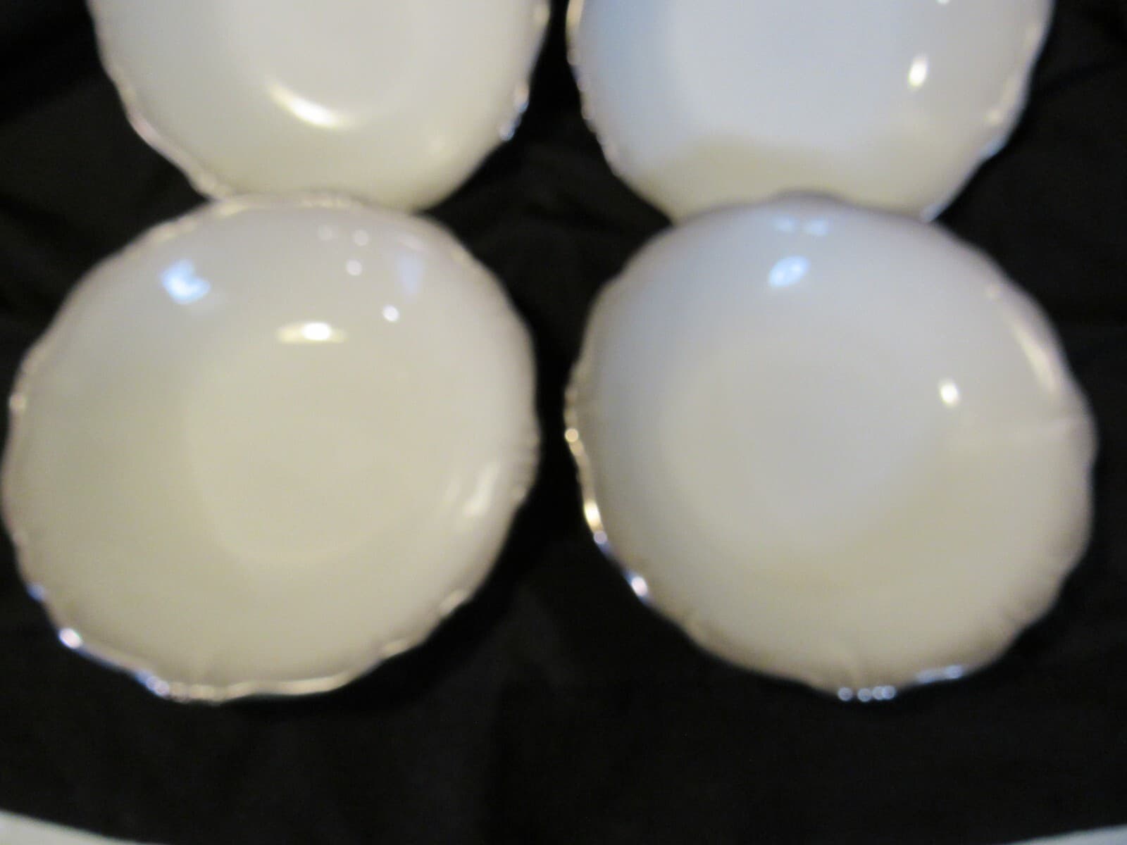 (4) Coupe Soup Bowl Platinum Baroque J HAVILAND White Gray w Silver Trim G6J - Thumbnail 2
