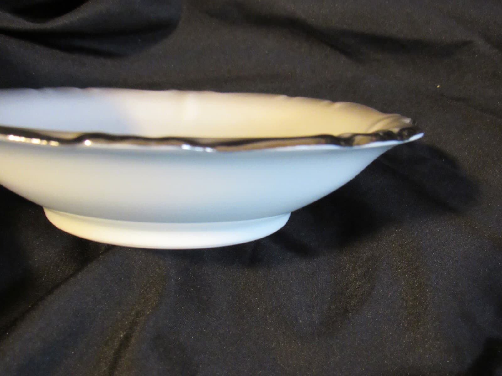 Fruit/Dessert Sauce Bowl Platinum Baroque J HAVILAND White Gray w Silver trim - Thumbnail 8