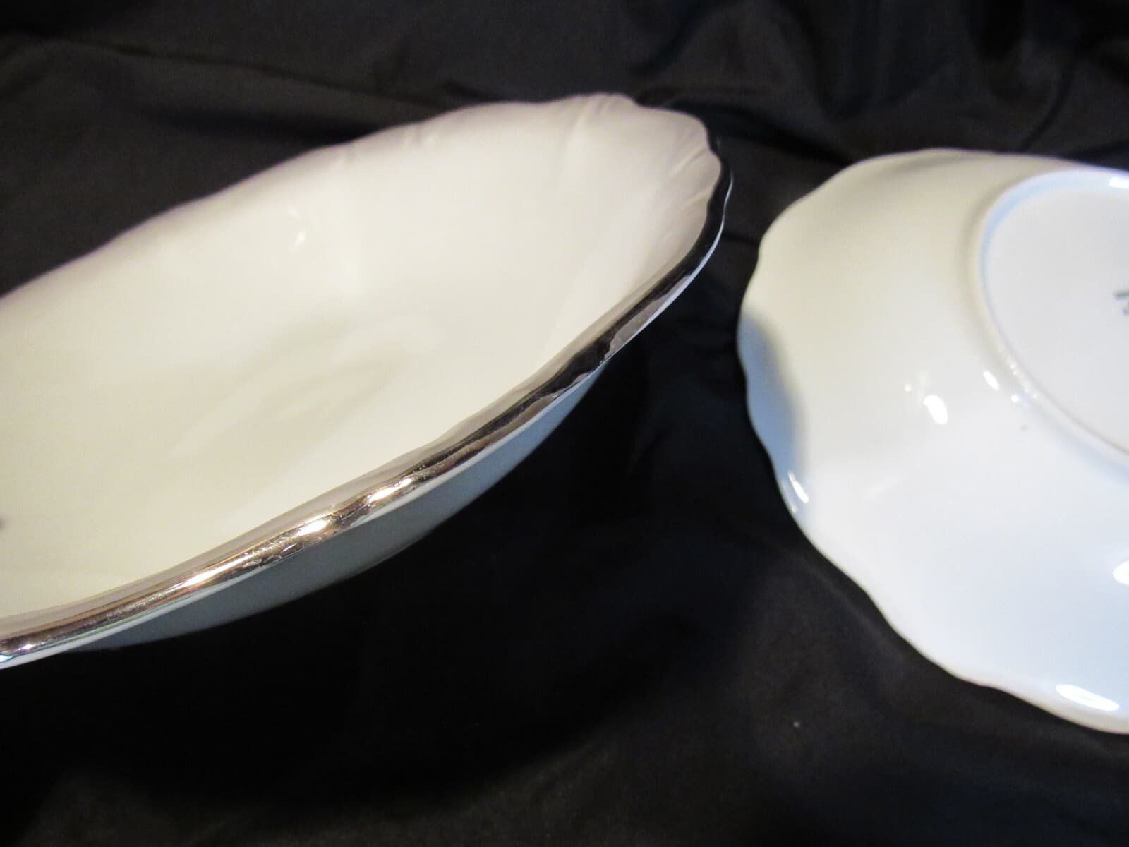 (4) Coupe Soup Bowl Platinum Baroque J HAVILAND White Gray w Silver Trim G6J - Thumbnail 8