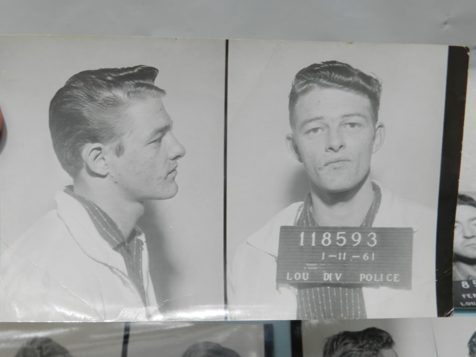6 - 1950s - 1960s B/W Booking Mug Shots Original Louisville KY Police Dept C64JJ - Thumbnail 2