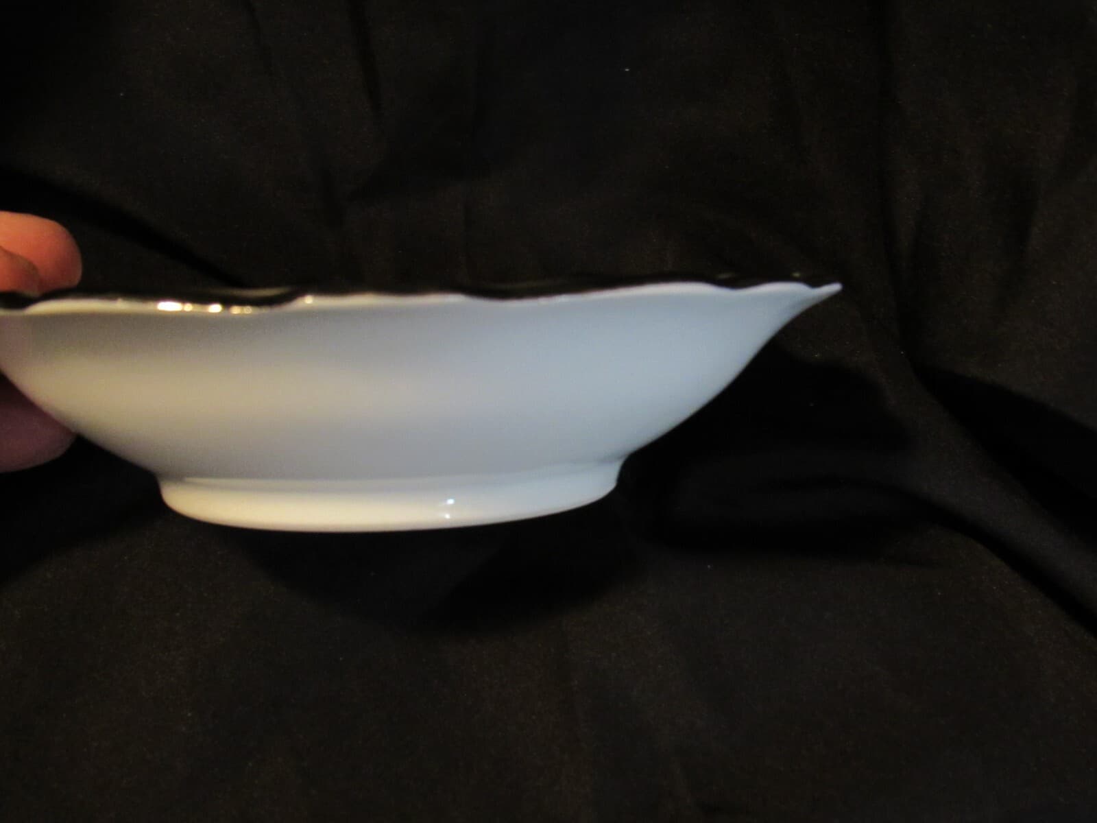 Fruit/Dessert Sauce Bowl Platinum Baroque J HAVILAND White Gray w Silver trim - Thumbnail 6