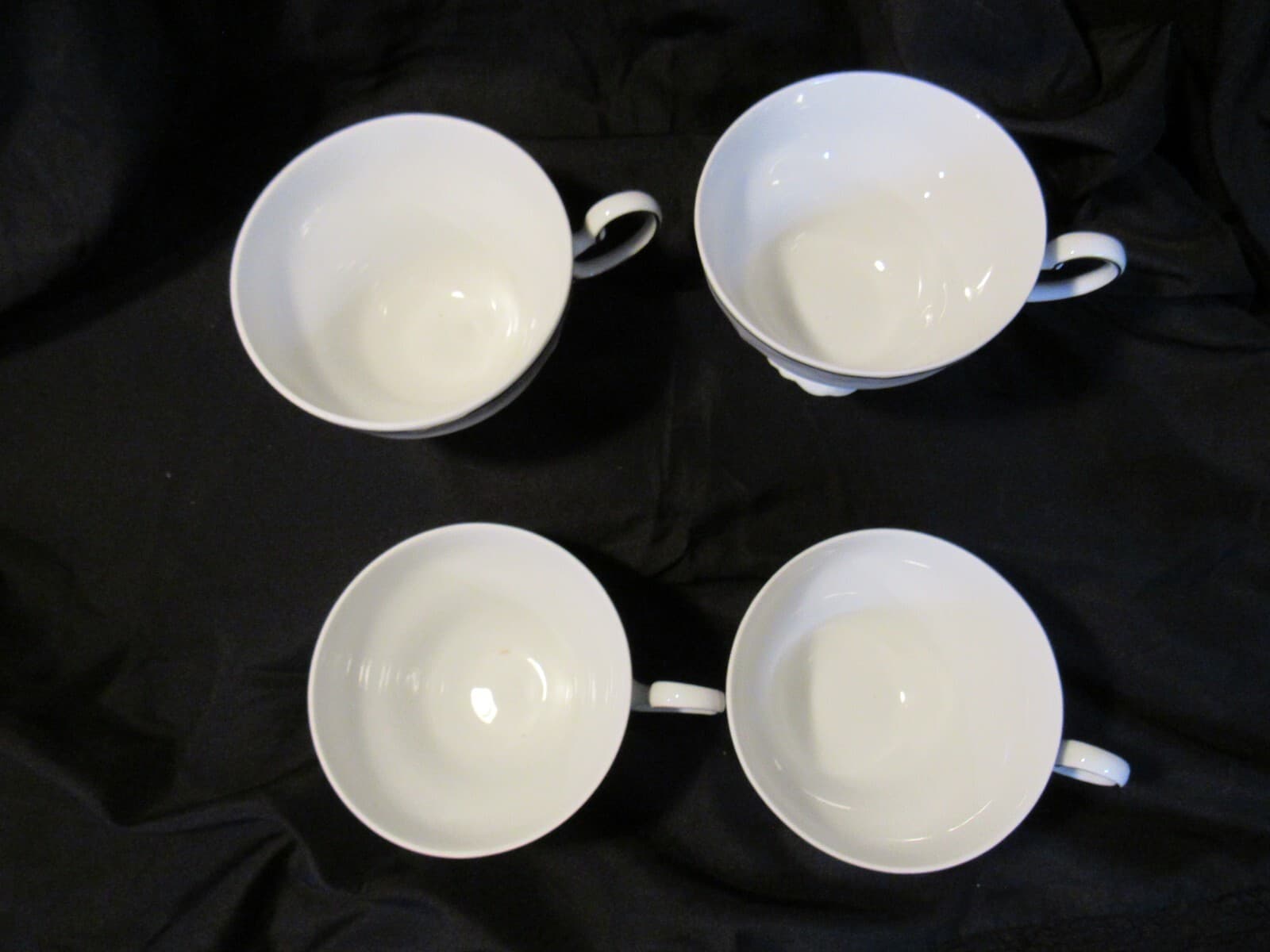 (4) Footed Coffee Cups Platinum Baroque J HAVILAND White Gray w Silver Trim G7J - Thumbnail 3