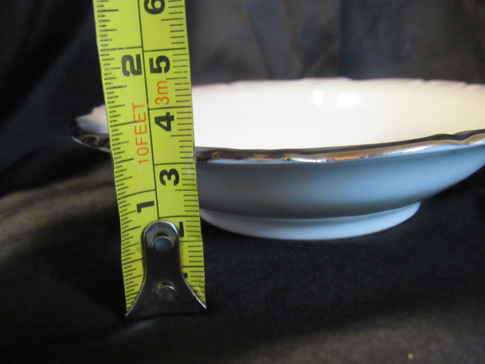 Fruit/Dessert Sauce Bowl Platinum Baroque J HAVILAND White Gray w Silver trim - Thumbnail 4
