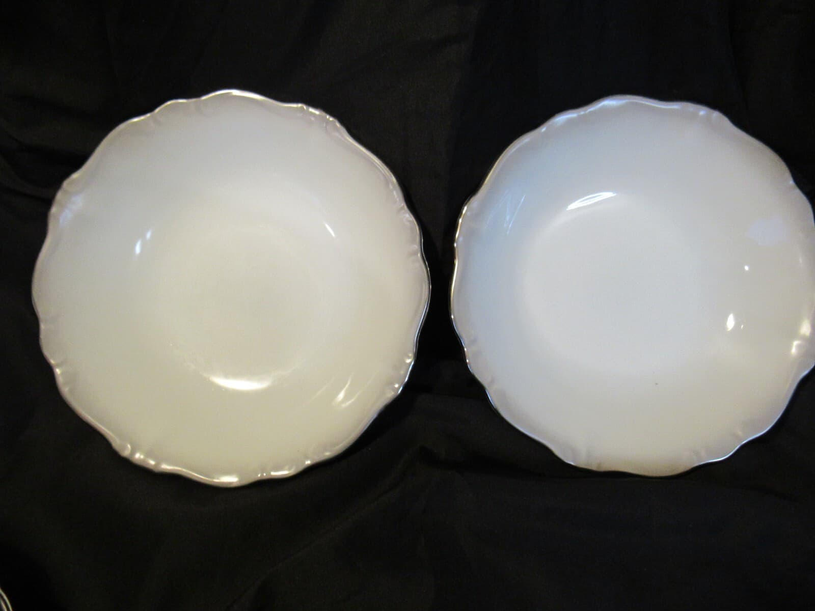 (4) Coupe Soup Bowl Platinum Baroque J HAVILAND White Gray w Silver Trim G6J - Thumbnail 3