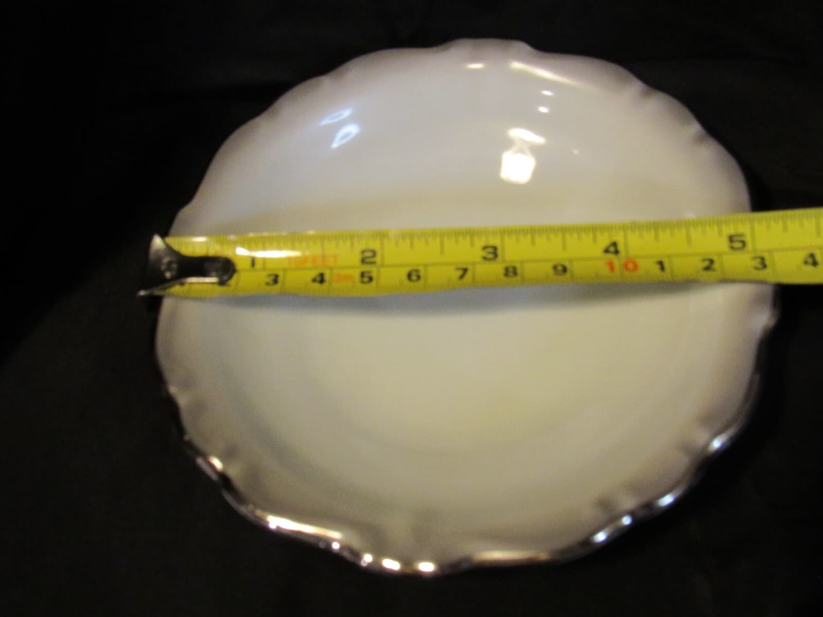 Fruit/Dessert Sauce Bowl Platinum Baroque J HAVILAND White Gray w Silver trim - Thumbnail 5