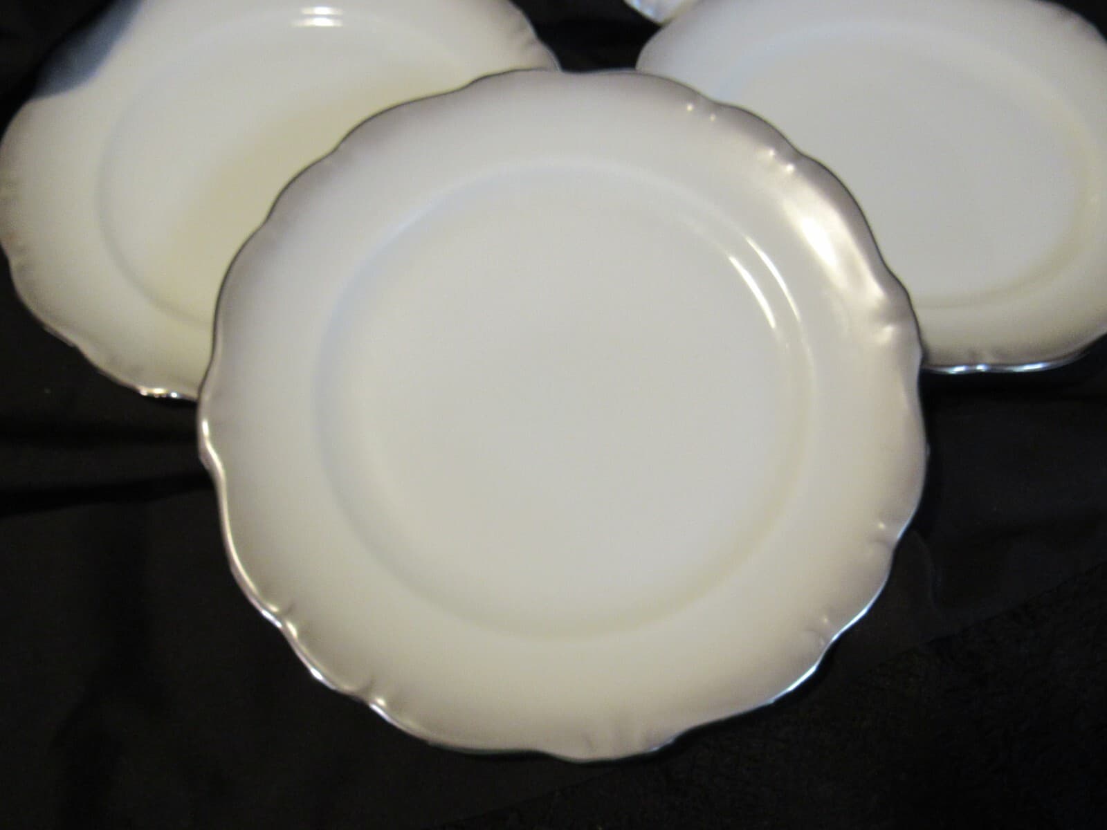 (4) Bread Butter Plate Platinum Baroque J HAVILAND White Gray w Silver Trim G4J - Thumbnail 5