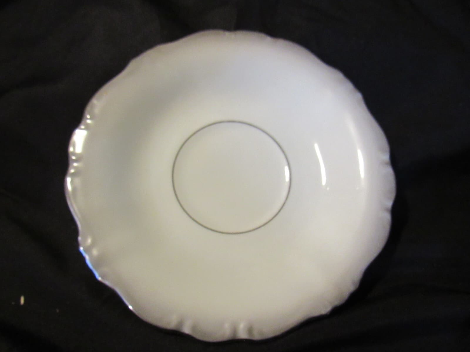 Footed Cup & Saucer Set Platinum Baroque J HAVILAND White Gray w Silver Trim - Thumbnail 3