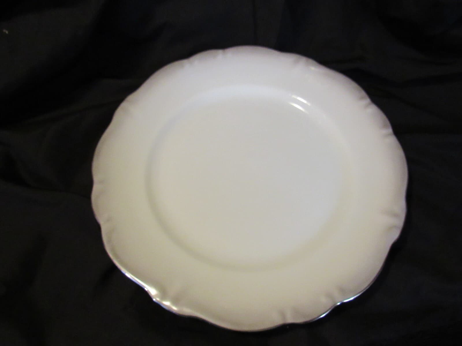 (4) 10" Dinner Plate Platinum Baroque J HAVILAND White Gray w Silver Trim G2J - Thumbnail 8