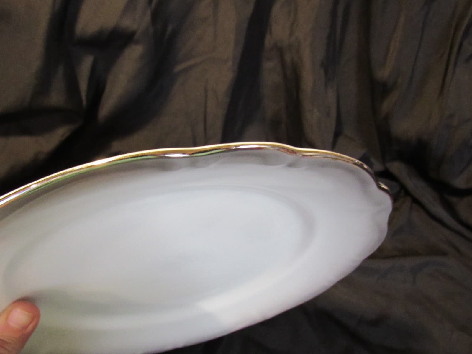 (4) 10" Dinner Plate Platinum Baroque J HAVILAND White Gray w Silver Trim G2J - Thumbnail 10