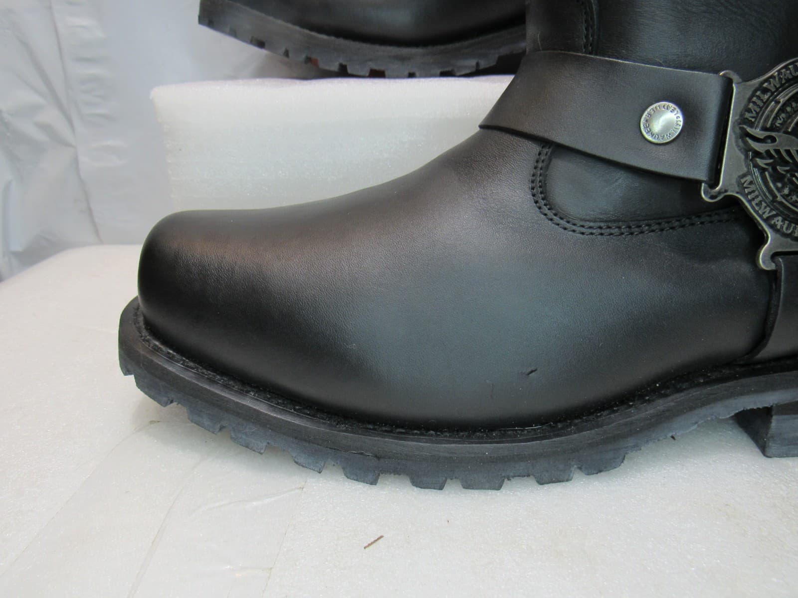 Milwaukee Harness Motorcycle Boots Black Leather Mens 10.5 EEE Square Toe (J31K) - Thumbnail 3