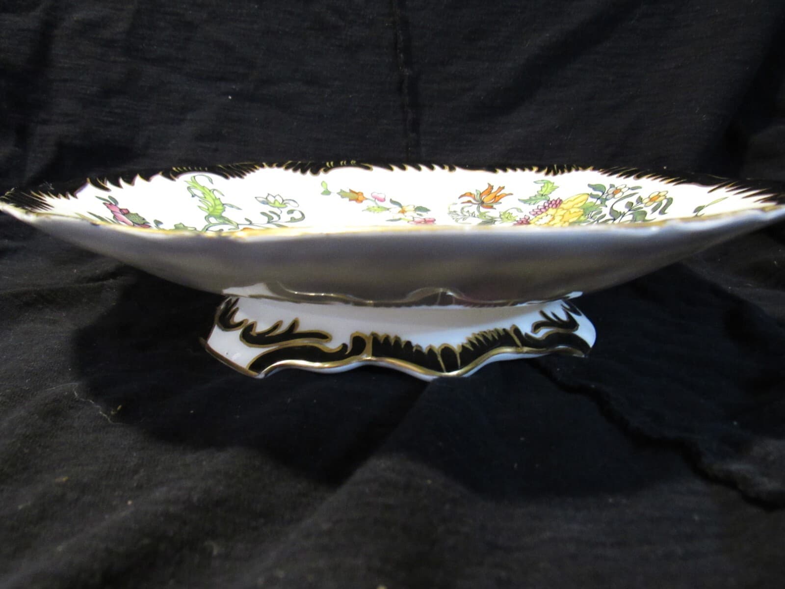 Coalport Hand Painted Floral Raised Scalloped Edge Serving Plate Bowl Footed U52 - Thumbnail 2