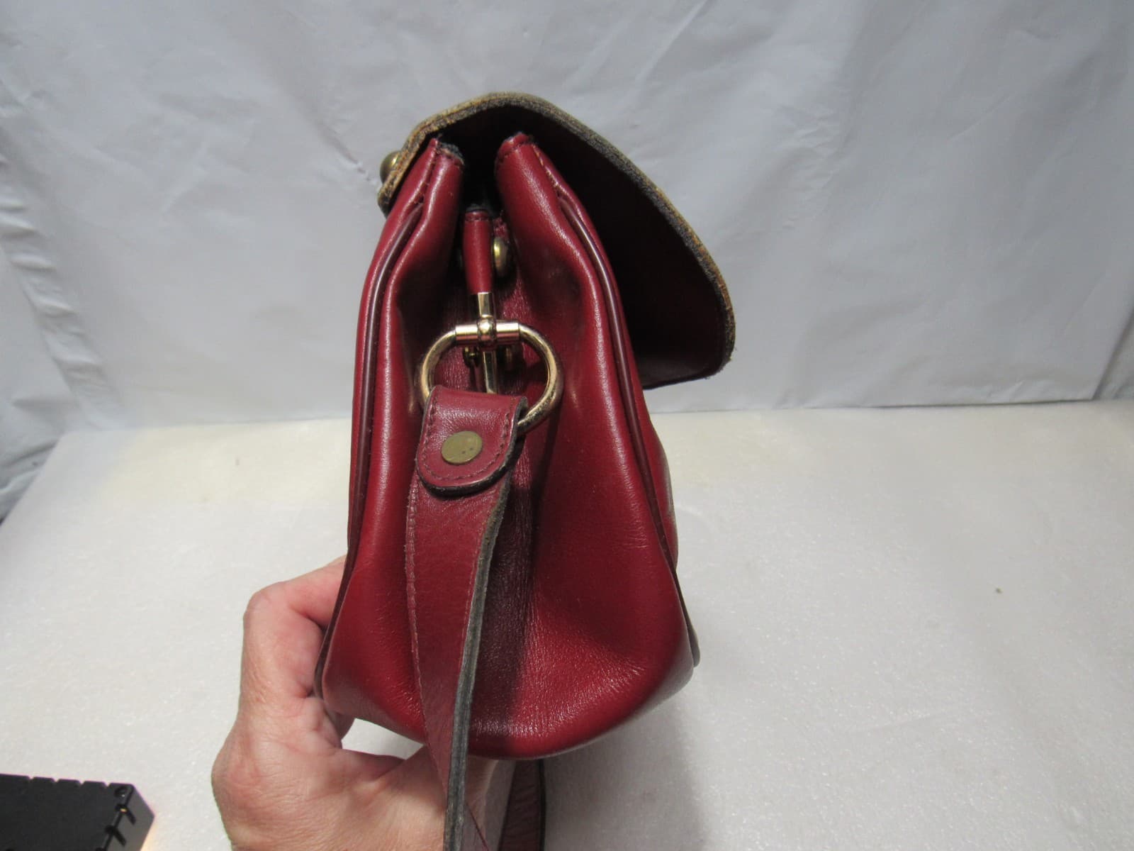 Vintage Etienne Aigner Leather Shoulder Bag Flap Handbag Studded Back (W58J) - Thumbnail 11