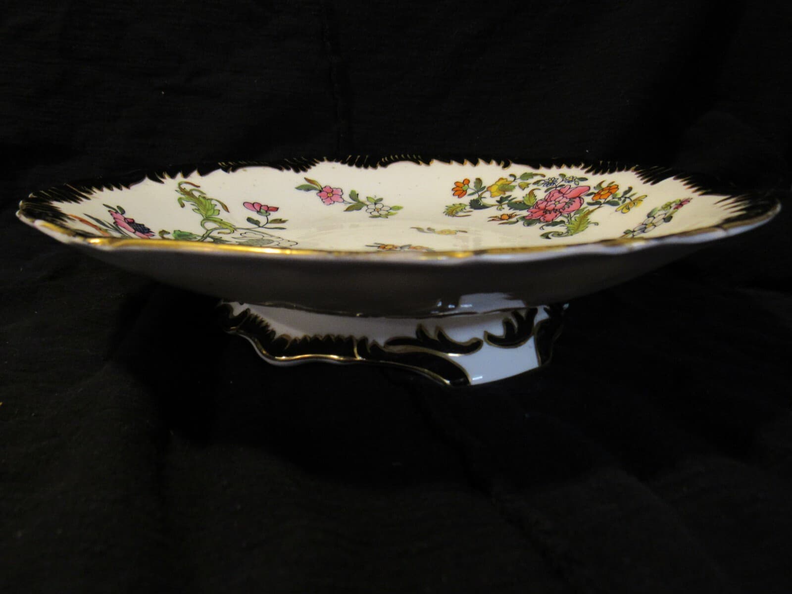 Coalport Hand Painted Floral Raised Scalloped Edge Serving Plate Bowl Footed U53 - Thumbnail 2