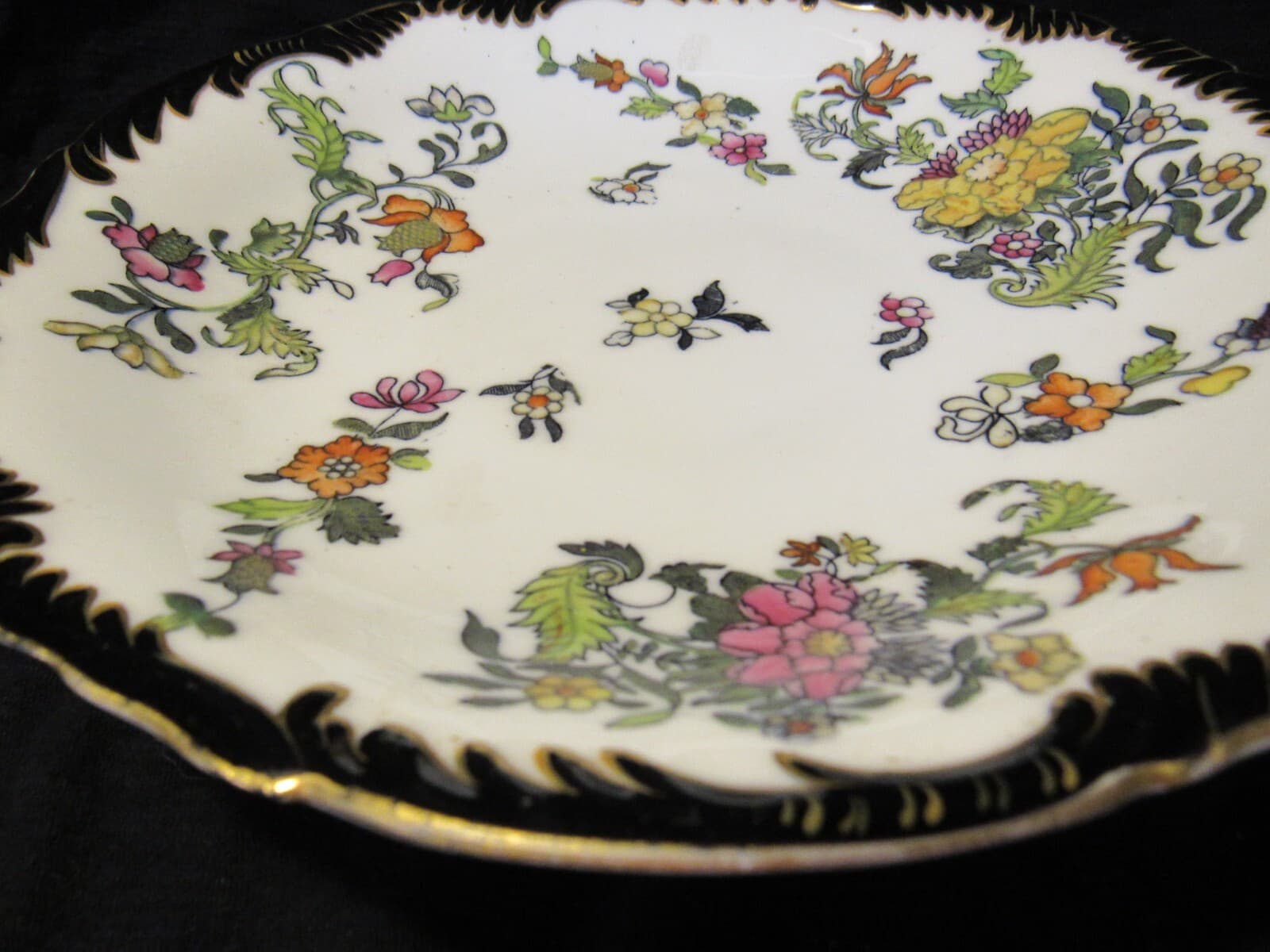 Coalport Hand Painted Floral Raised Scalloped Edge Serving Plate Bowl Footed U52 - Thumbnail 3