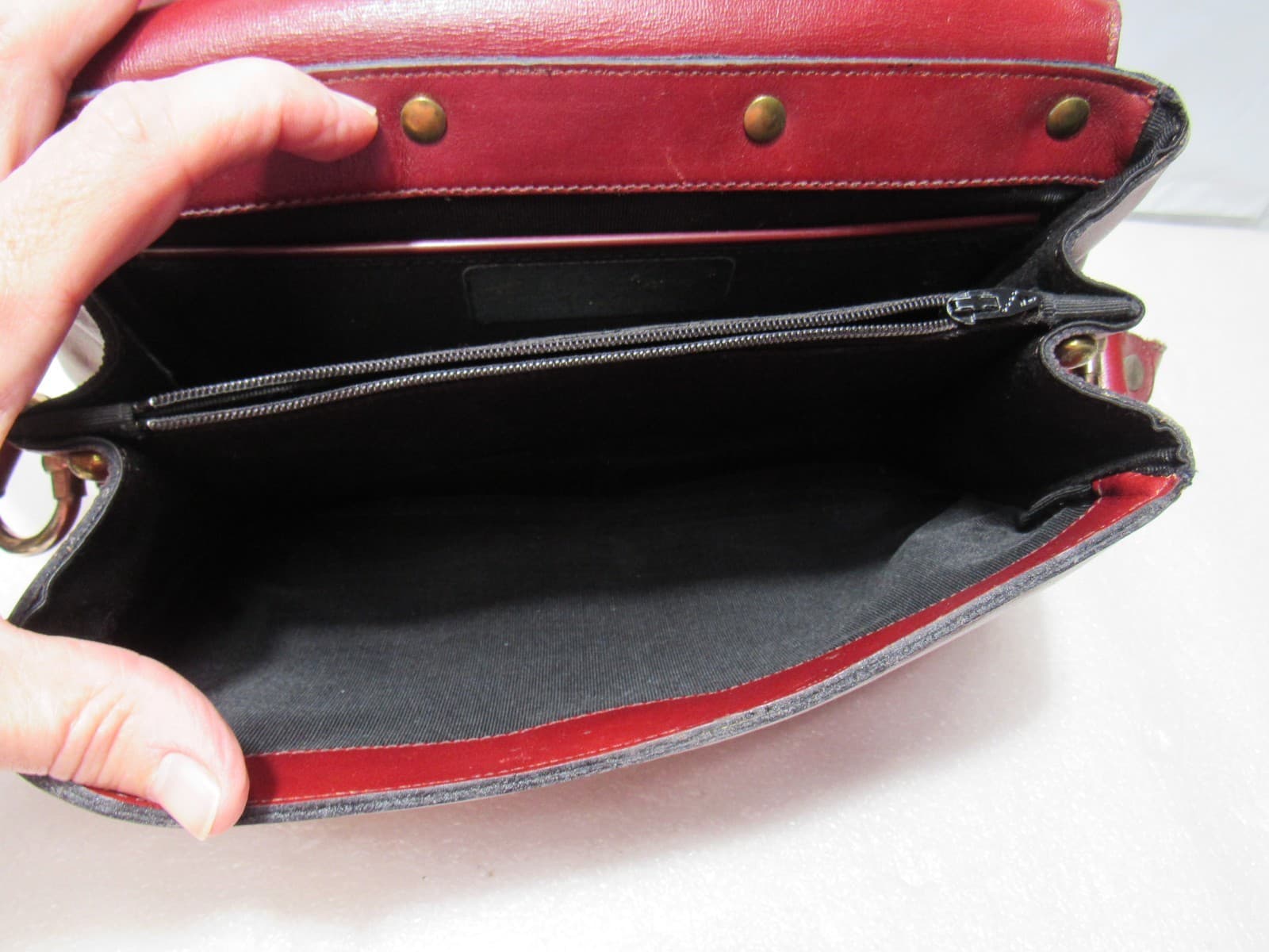 Vintage Etienne Aigner Leather Shoulder Bag Flap Handbag Studded Back (W58J) - Thumbnail 8