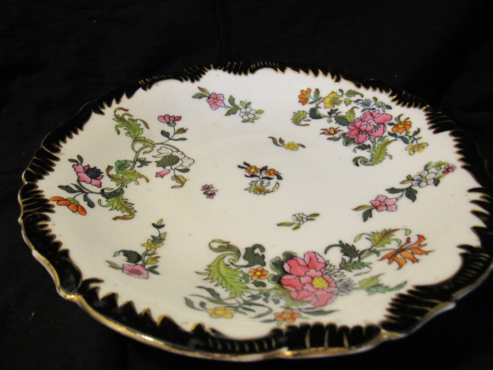 Coalport Hand Painted Floral Raised Scalloped Edge Serving Plate Bowl Footed U53 - Thumbnail 3