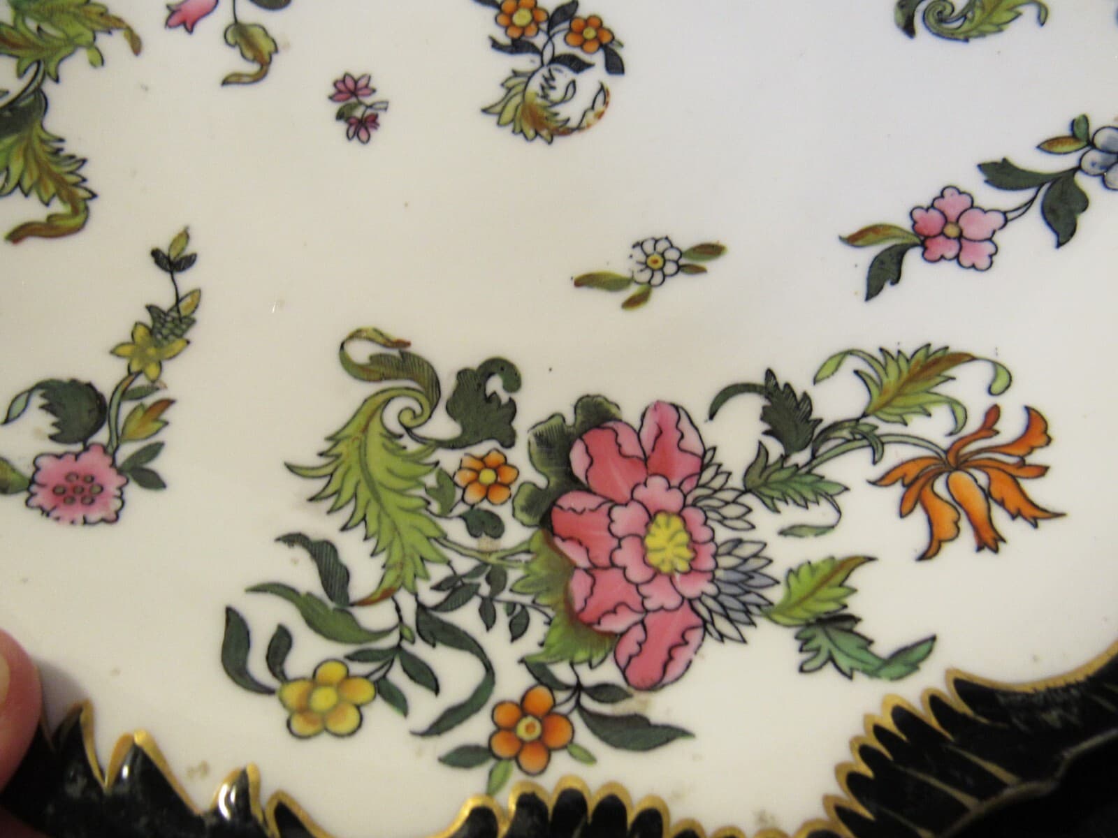 Coalport Hand Painted Floral Raised Scalloped Edge Serving Plate Bowl Footed U53 - Thumbnail 4